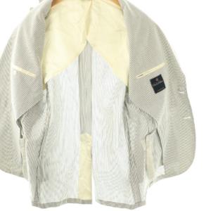 Brooks Brothers シアサッカーストライプ柄1B背抜きテーラードジャケット 40R グレー オフホワイト /DO OS