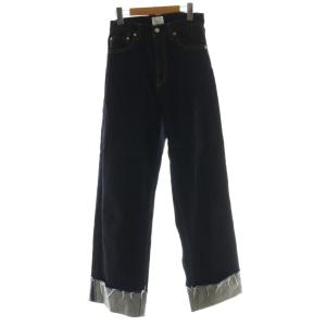 23AW ワイド ロールアップ ルーズ デニムパンツ 25 紺 ネイビー UNGRID /AG OS