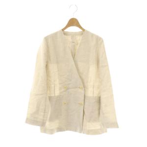 フレンチリネンツイルWブレストJK ジャケット ノーカラー 38 ベージュ /NR OS