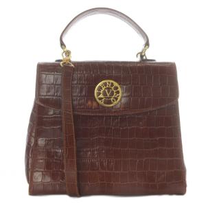 クロコ型押し ハンドバッグ ショルダーバッグ 2way ロゴ 赤 レッド /SR