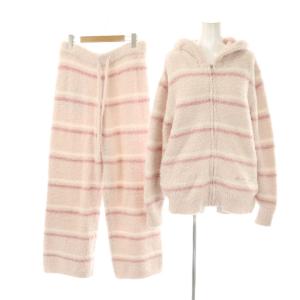 24AW ボーダー パーカー パンツ セットアップ ジャケットジップアップ ニット ルームウェア 部屋着