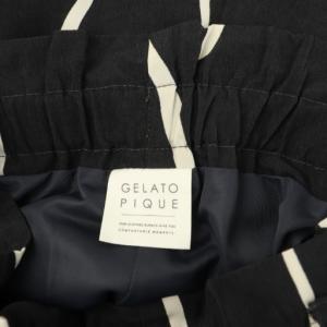 gelato pique 23SS ラインモチーフロングパンツ ワイド ベルト付 ONE ブラック /MY OS