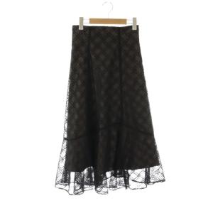 ウェーブチェックフレアスカート 1 ブラック /DO OS