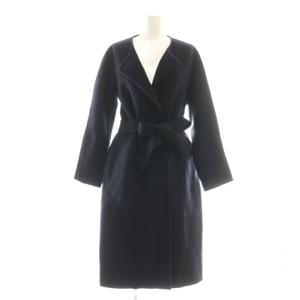 ウール ノーカラーコート アウター 34 ダークネイビー /DF OS