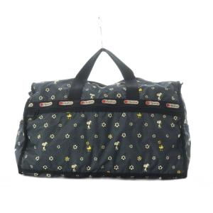 LesportSAC ボストンバッグ 旅行 大容量 黒 ブラック 白 ホワイト 黄色 イエロー スヌーピー柄 /RI OS