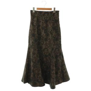 ヘムフレアマーメイドスカート ロング 1 ブラック ベージュ /DF OS