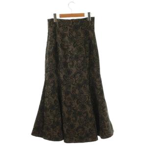 SNIDEL ヘムフレアマーメイドスカート ロング 1 ブラック ベージュ /DF OS