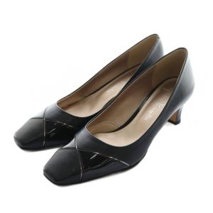 WOMAN&MYSELF パンプス レザー 23.0cm 黒 ブラック スクエアトゥ /AQ OS