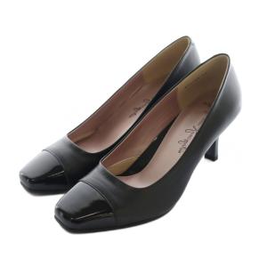 スクエアトゥパンプス レザー 23.0cm 黒 ブラック /AQ OS