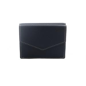 コンパクトウォレット 財布 三つ折り 小銭入れ レザー ネイビー 紺 /MI OS