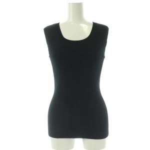 24SS リブニット カットソー ノースリーブ シルク混 黒 /NR OS