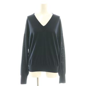 24SS WISH High Gauge V Neck Pullover ニット セーター ウール ネイビー