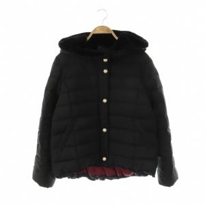 ドールダウンジャケット フリル フェイクファー M ブラック /DF OS