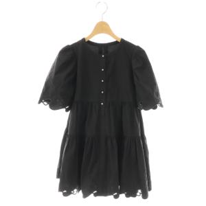 HANAE MORI 25SS ハートエンブロイダリーチュニック 半袖 F ブラック /HK OS