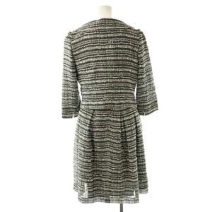 TO BE CHIC 2点セット ジャガード ワンピース ジャケット 42 ブラック ホワイト レッド /DO OS