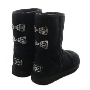 CLASSIC SHORT CRYSTAL BOW リボンラインストーンブーツ ショート 25.0cm