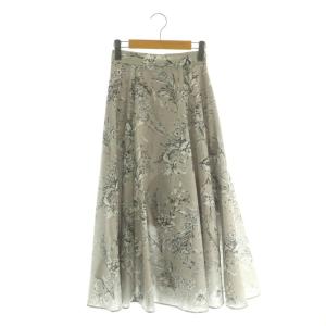 23SS ボタニカルフラワーフレアスカート 花柄 0 グレー /MI OS