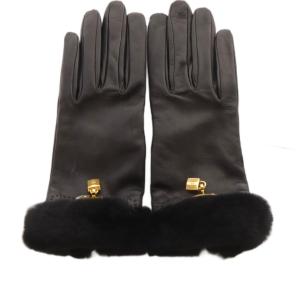 グローブ ケリー金具 ミンクファー シープスキン L ブラック