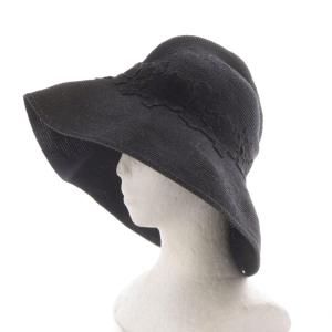 Athena New York ペーパーハット 帽子 麦わら ブラック /YO32