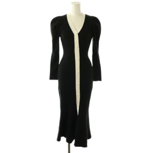 24SS Sustainaフロントボタンニットワンピース ロング F ブラック /DF OS