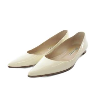 パンプス フラット ポインテッドトゥ エナメルレザー 36 アイボリー /YO13