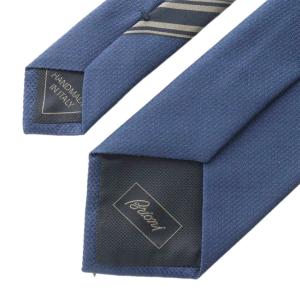 BRIONI ネクタイ レギュラータイ ネイビー ワンポイント ライン /RI OS