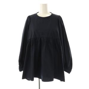 バックリボンギャザーブラウス 長袖 38 ネイビー /HK OS