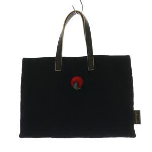 トートバッグ ベロア リンゴ装飾 黒 ブラック /AQ OS