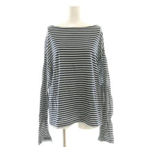24SS Sheer BORDER プルオーバー Tシャツ カットソー ボートネック 紺 白 /CX OS