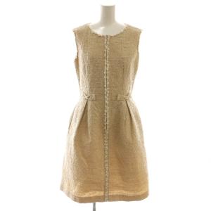 ワンピース 36 ベージュ ノースリーブ ツイード調 ラウンドネック /AG OS