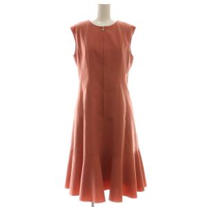 ワンピース 36 サーモンピンク ノースリーブ ラウンドネック フレアヘム /AG OS