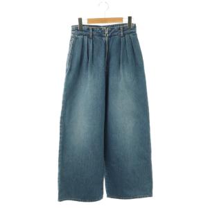 コットンデニム タックワイドパンツ ジーンズ 34 ブルー /DF OS