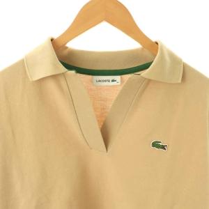 LACOSTE コットンスキッパーカラードルマン半袖ポロシャツ 34 ベージュ /DF OS