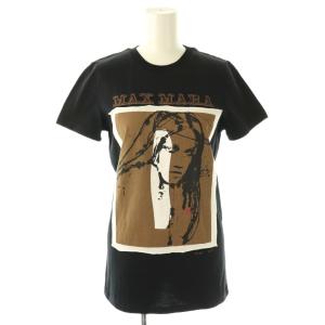 ブロックプリントTシャツ カットソー 半袖 ブラック /HK OS