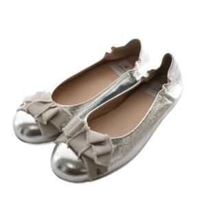 リボンモチーフバレエシューズ メタリック 24.0cm シルバーカラー /AQ OS