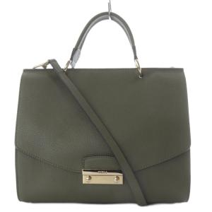 ハンドバッグ ワンハンドル ショルダーバッグ 2way レザー カーキ /YO6