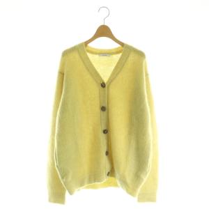 MO/NYオーナメントボタンCD カーディガン ウール混 モヘヤ混 F スモークイエロー /MI OS