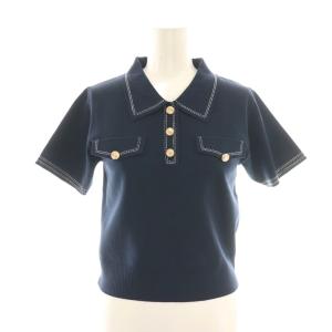 25SS ステッチポロニット カットソー F ネイビー /CX OS