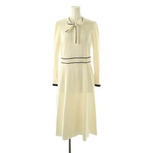 ボウタイニットワンピース 36 オフホワイト ブラック /ES OS