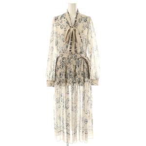 オリエンタルプリントワンピース 36 グレージュ チャコール ホワイト /ES OS