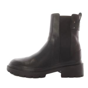 タンクソールサイドゴアショートブーツ ローヒール レザー 25.5cm ブラック /YO1