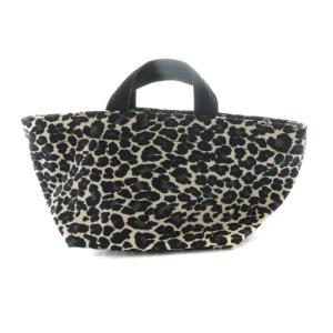 ナイロン舟型トートS ハンドバッグ ヒョウ柄 白 ホワイト 黒 ブラック /SS OS