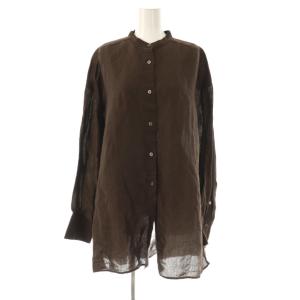 スタンドカラーブラウス 長袖 38 ブラウン /HK OS