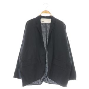 コットンリネン混シャツジャケット テーラードジャケット F ブラック /DF OS