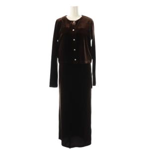 25SS ベロアカーデ&キャミワンピース ロング M ブラウン /DF OS