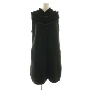 23SS フリルカラーニットベスト ワンピース 1 黒 ブラック ノースリーブ 無地 /AG OS