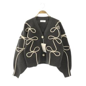 24AW 【サステナブル・洗える】ラインニットカーディガン Vネック F グレー /DF OS