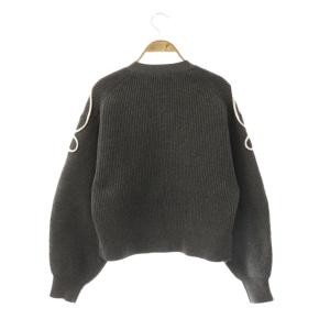 Adam et Rope' 24AW 【サステナブル・洗える】ラインニットカーディガン Vネック F グレー /DF OS