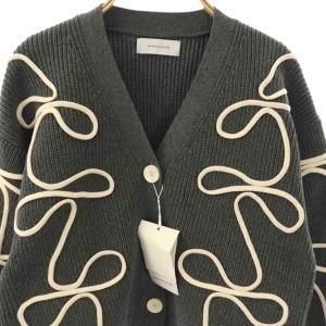 Adam et Rope' 24AW 【サステナブル・洗える】ラインニットカーディガン Vネック F グレー /DF OS