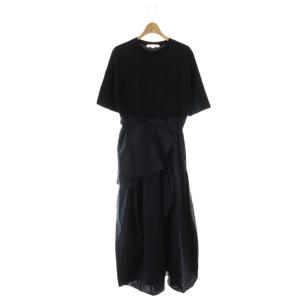 ソフト天竺タックドレープドレス ロングワンピース 38 ネイビー /DO OS